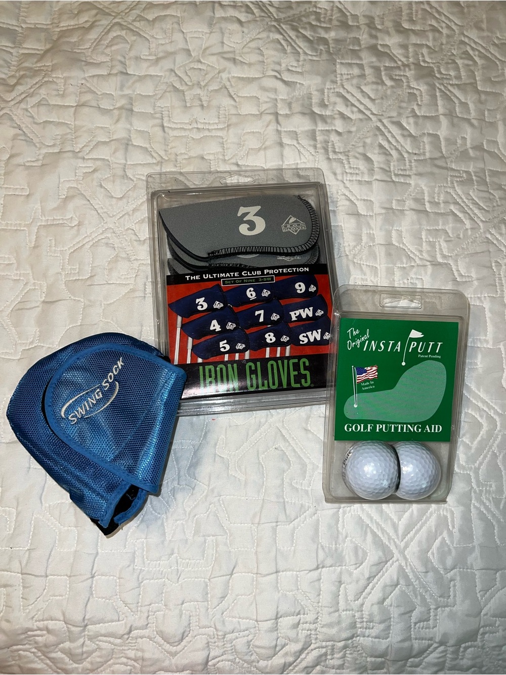 Golf Accessories Swing Sock, Insta Putt & Iron covers